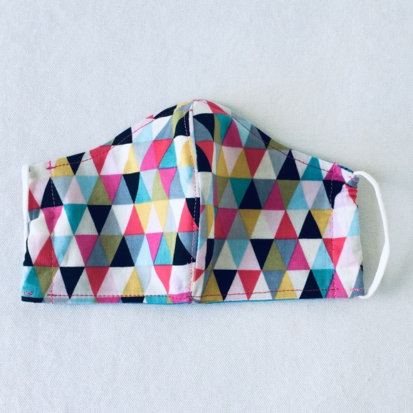 HAND CRAFTED FACE MASK COTTON GEOMETRIC COLORFUL - Picture 5 of 5